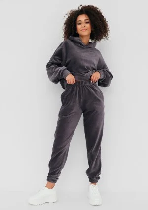 Jogg - Bluza welurowa w prążki Szara