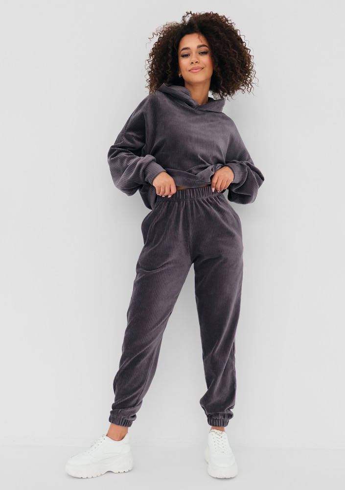 Jogg - Grey corded velvet hoodie
