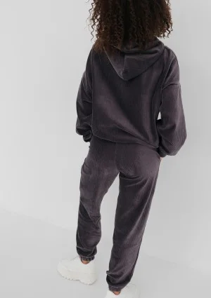 Jogg - Bluza welurowa w prążki Szara
