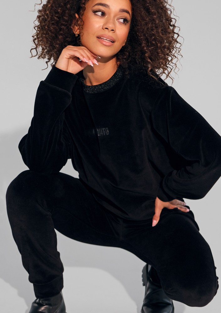 Fabi - Black jumper with a shiny neckline