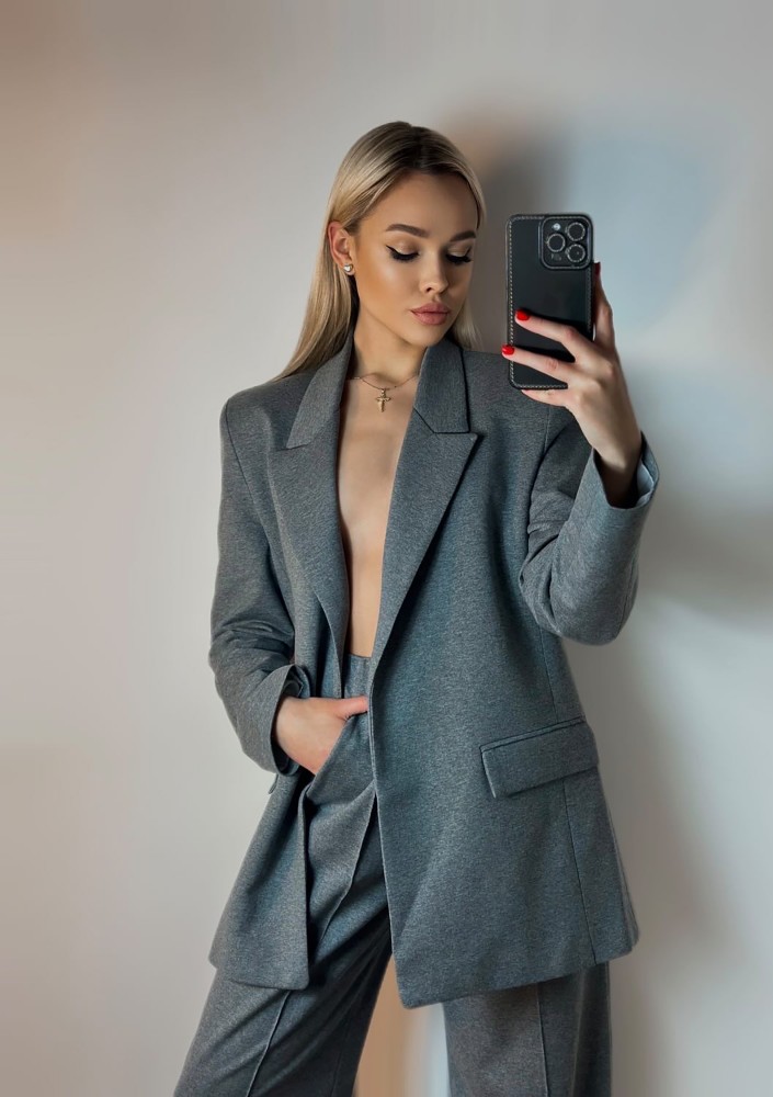 Zura - Marynarka damska oversize Szara