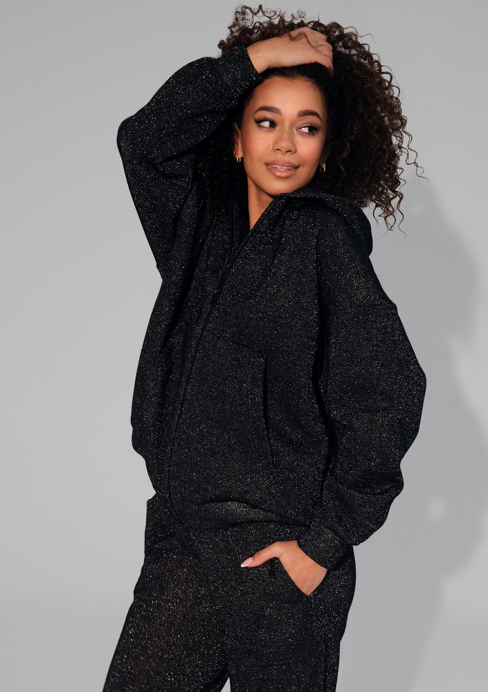 York - Black shiny zipped jumper