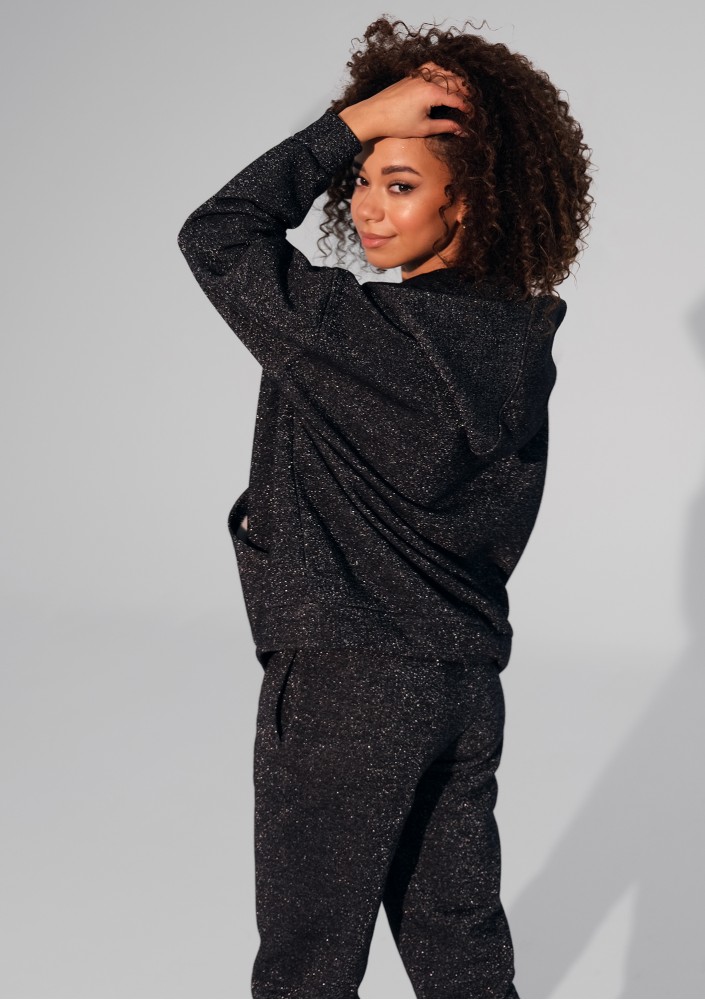 York - Black shiny zipped jumper