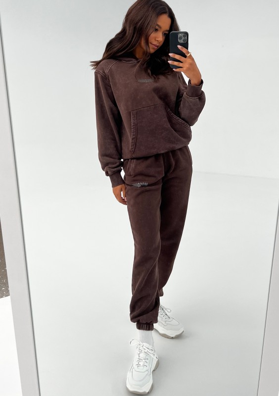 Sabo - Dark brown vintage wash hoodie