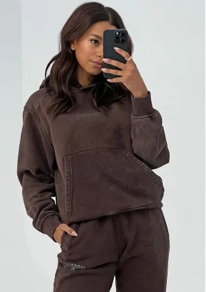 Sabo - Dark brown vintage wash hoodie