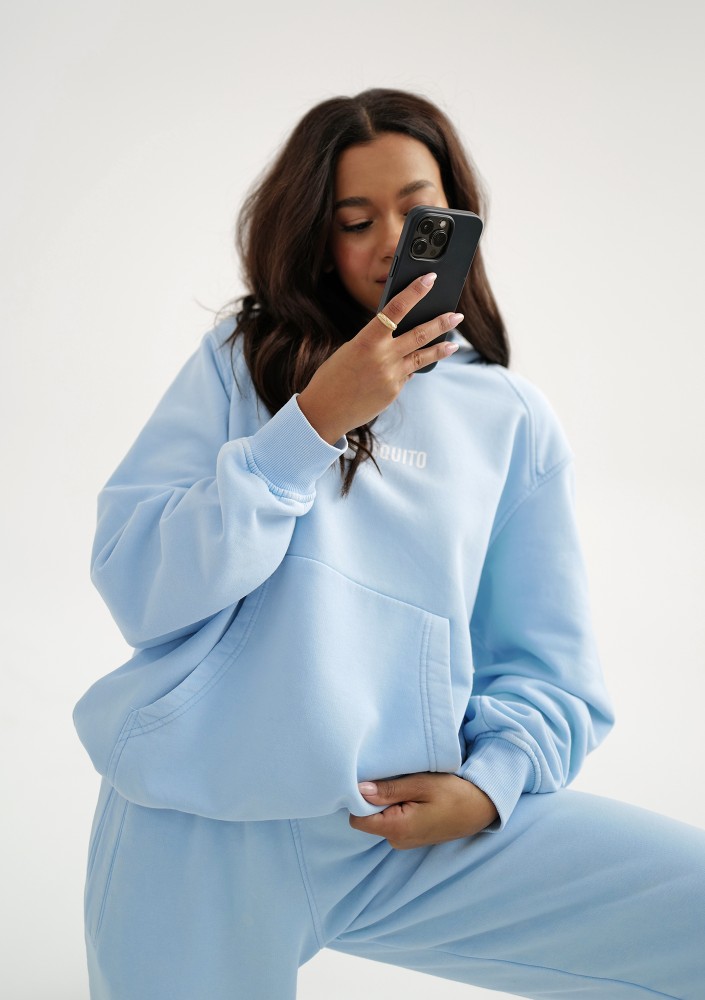 Sabo - Bluza z kapturem z efektem sprania Baby Blue