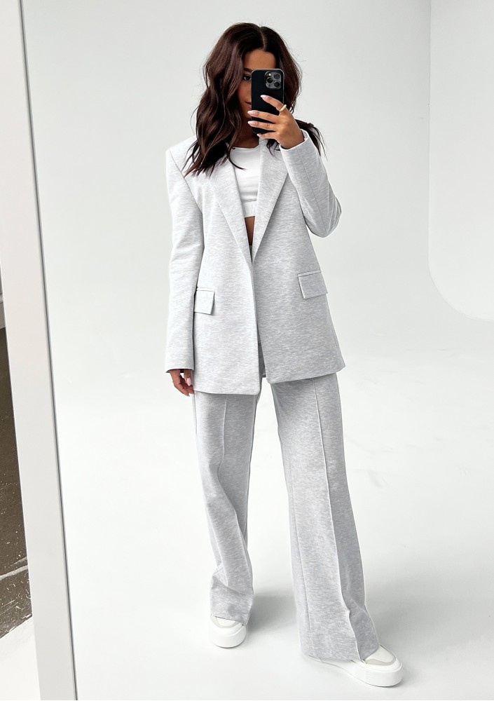 Zura - Light melange grey oversize blazer
