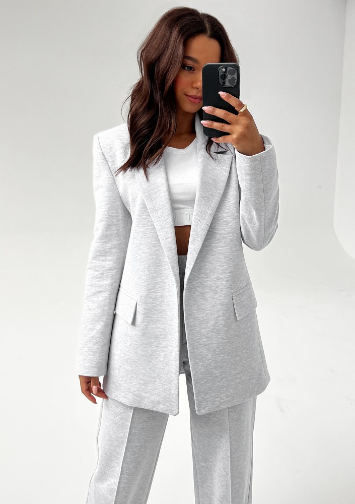 Zura - Light melange grey oversize blazer