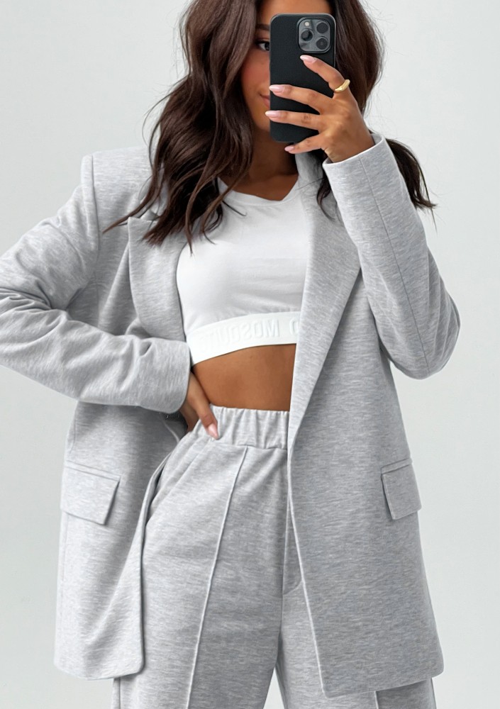 Zura - Light melange grey oversize blazer