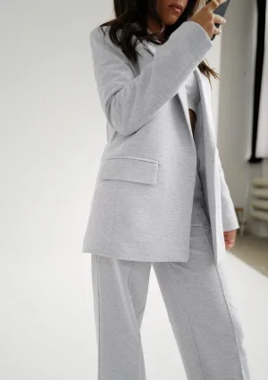 Zura - Light melange grey oversize blazer