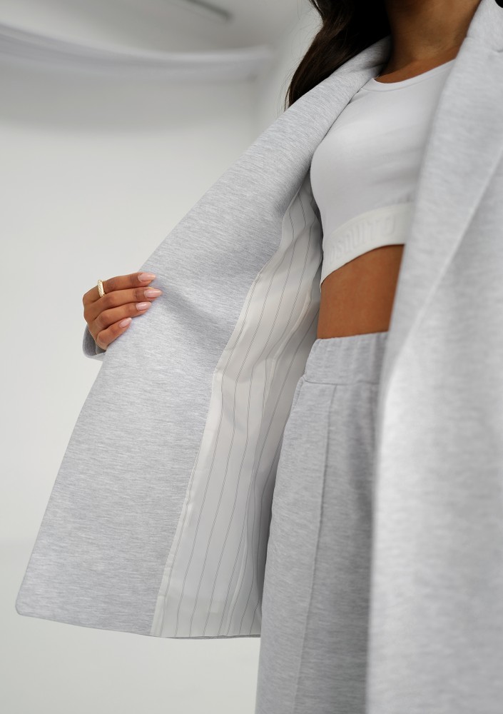 Zura - Light melange grey oversize blazer