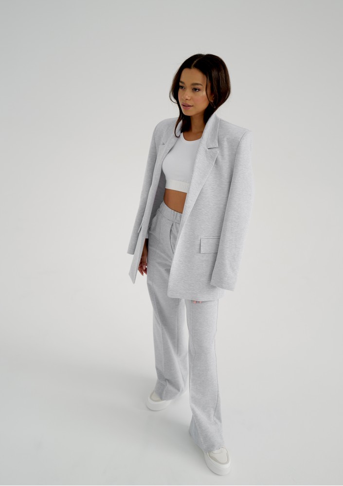 Zura - Light melange grey oversize blazer