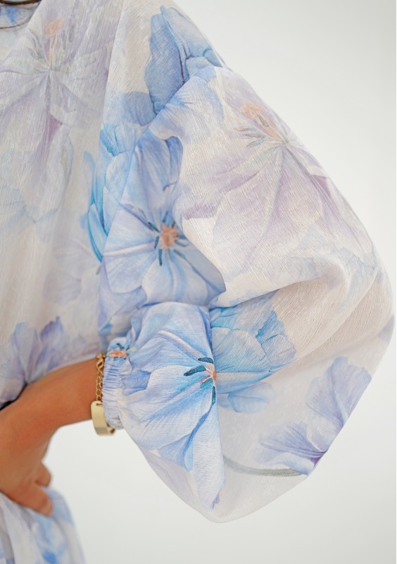 Elvire - Sukienka midi Blue Flowers