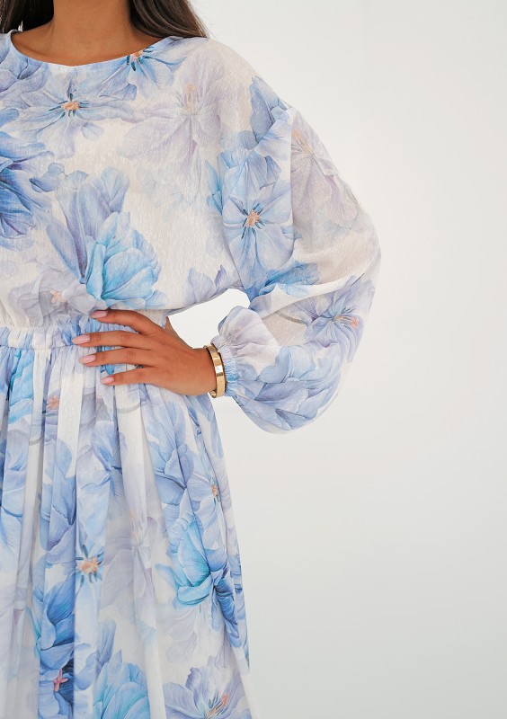Elvire - Sukienka midi Blue Flowers