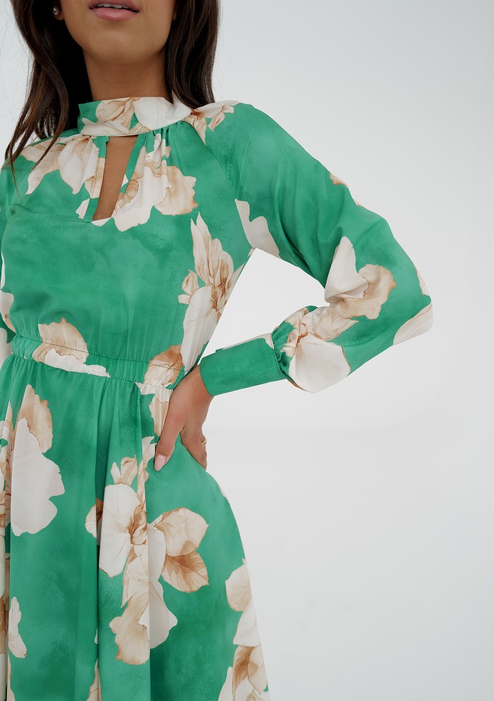 Florence - Green floral midi dress