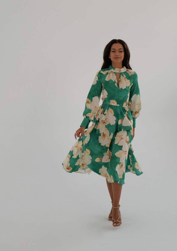 Florence - Green floral midi dress