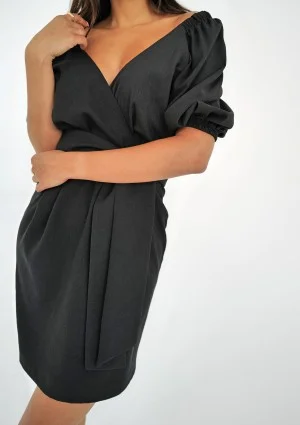 Ariela - Sukienka mini z bufkami Czarna