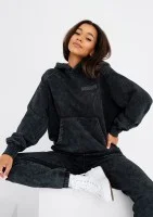 Sabo - Bluza z kapturem z efektem sprania Czarna