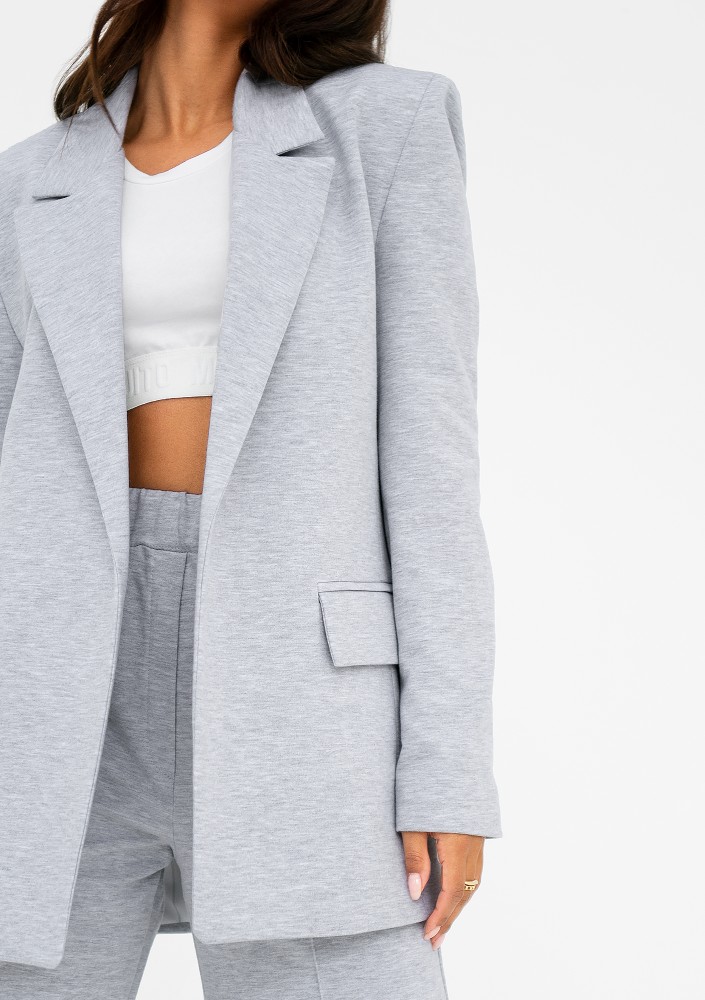 Zura - Light melange grey oversize blazer
