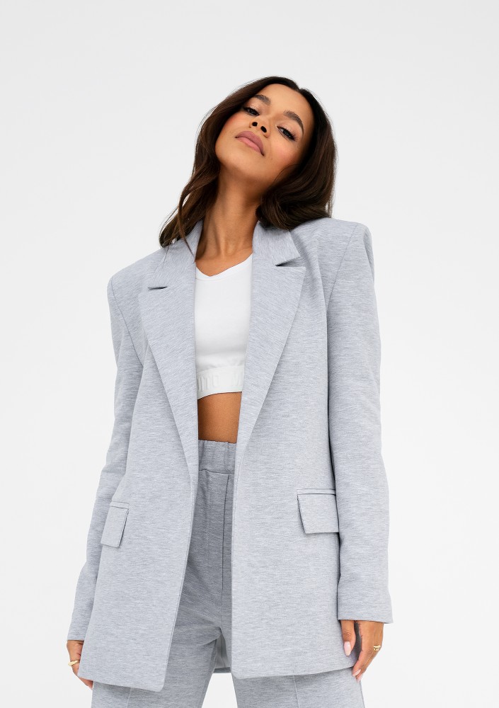 Zura - Light melange grey oversize blazer