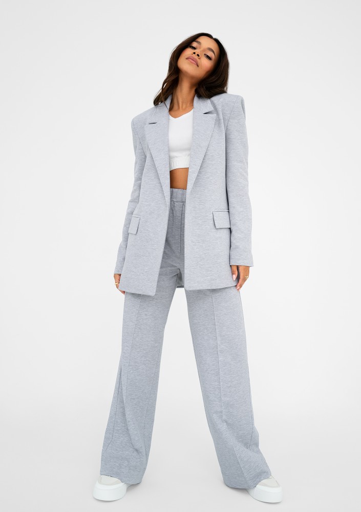 Zura - Light melange grey oversize blazer