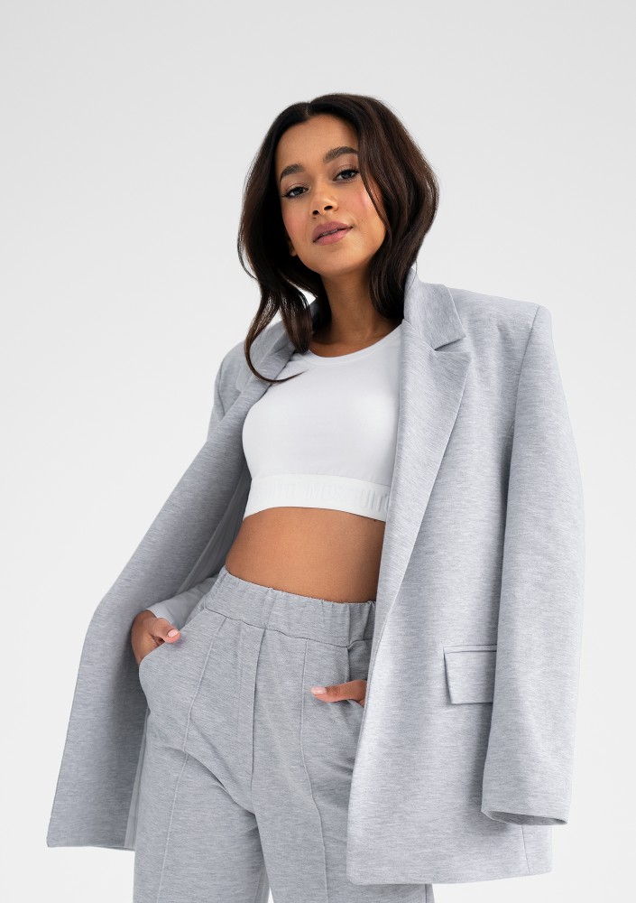 Zura - Light melange grey oversize blazer