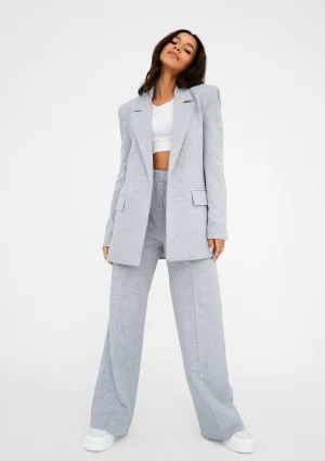 Ellis - Loose light melange grey cotton pants