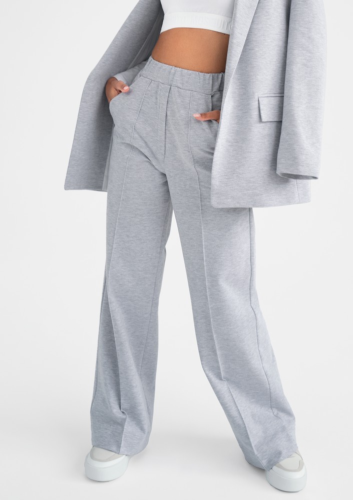 Ellis - Loose light melange grey cotton pants