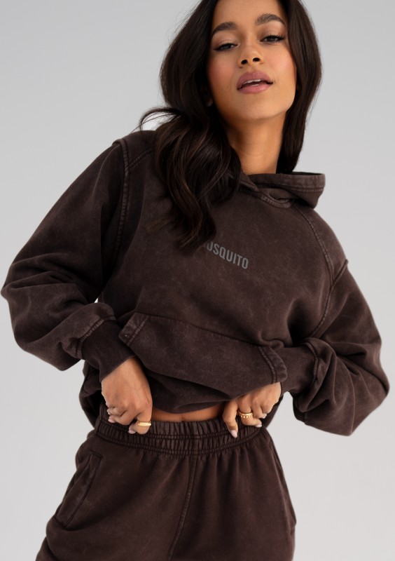 Sabo - Dark brown vintage wash hoodie