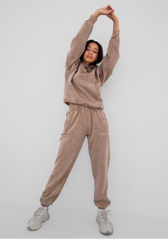 Sabo - Spodnie z efektem sprania Coffee