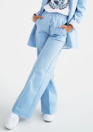 Ellis - Luźne spodnie z kantami Niebieskie
