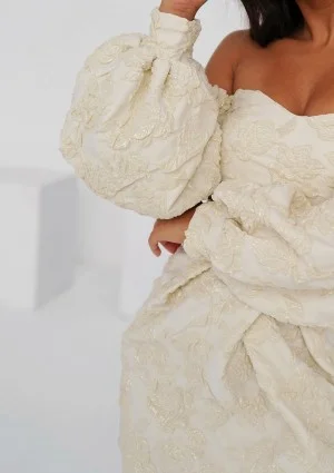 Sonia - Żakardowa sukienka na wesele Ecrue