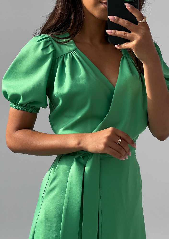 Selma - Pink spotted wrap dress