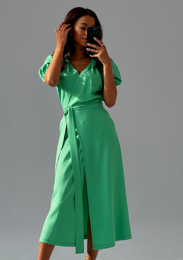 Selma - Pink spotted wrap dress