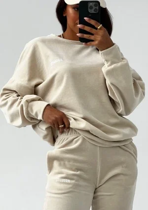 Pure - Bluza welurowa Light Sand