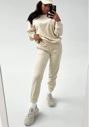 Pure - Bluza welurowa Light Sand