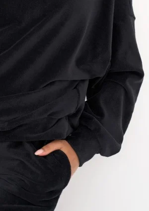Jogg - Spodnie welurowe w prążki Czarne