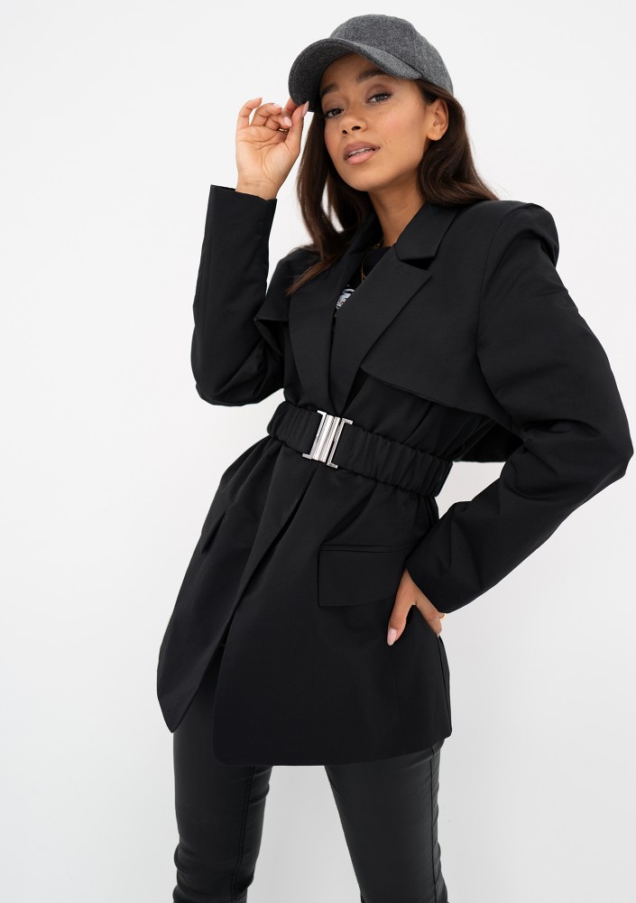 Yoro - Short black trench coat