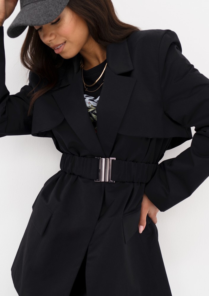 Yoro - Short black trench coat