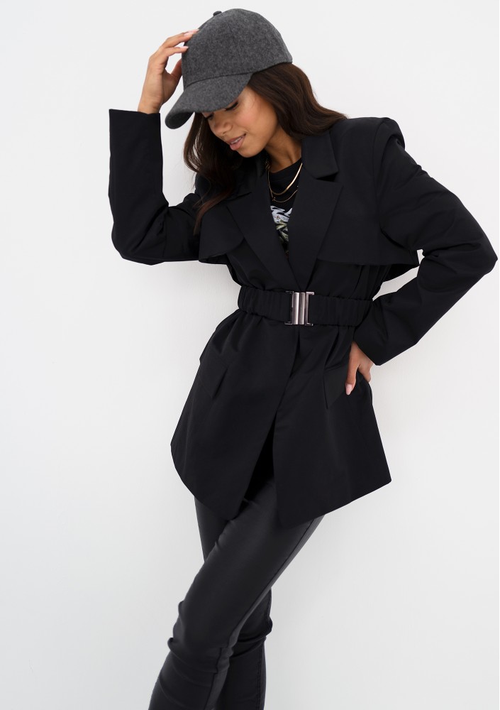 Yoro - Short black trench coat