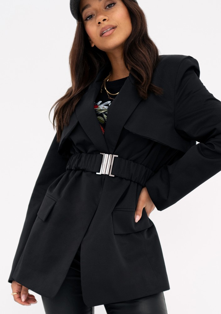 Yoro - Short black trench coat