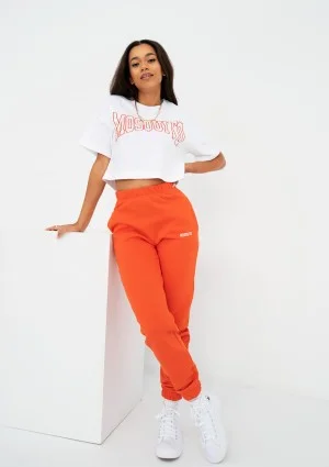 Way - Koszulka crop z logo ,,Fiesta Orange" Biała