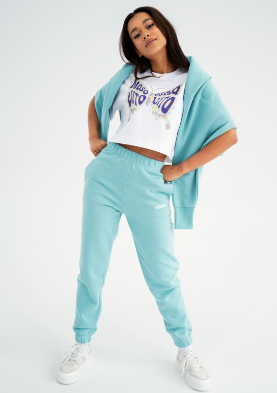 Way - White crop top "Butterfly logo" print