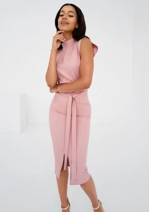 Gemma - Powder pink midi dress