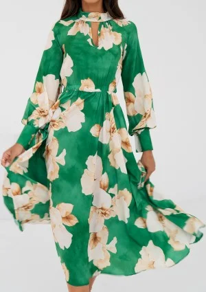Florence - Green floral midi dress