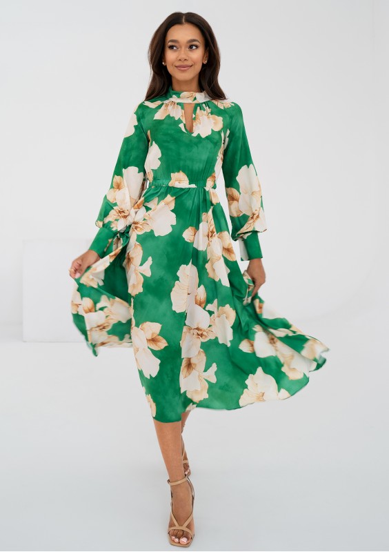 Florence - Green floral midi dress