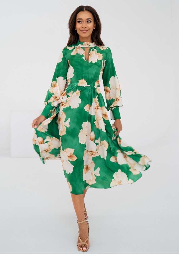 Florence - Green floral midi dress