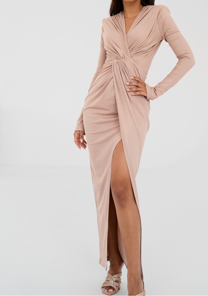 Callista - Shiny beige maxi dress