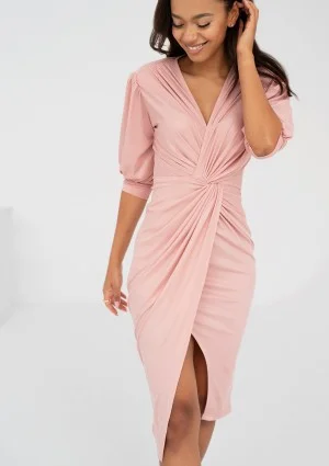 Zoela - Shiny powder pink dress