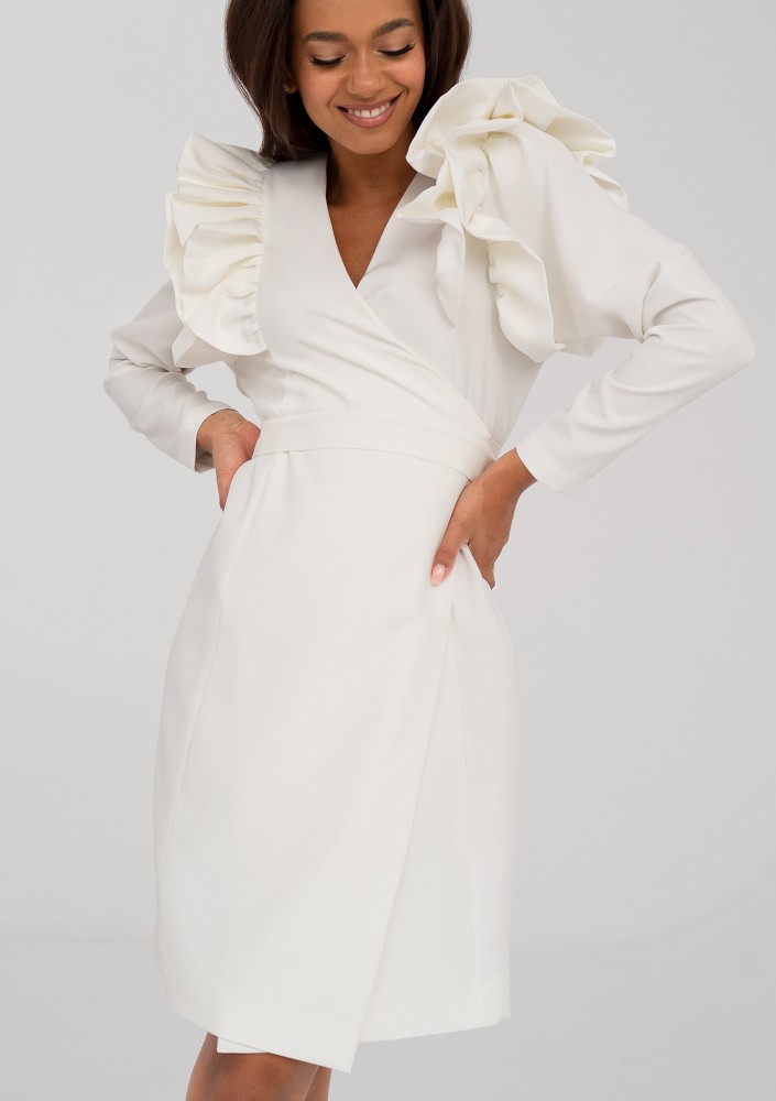 Donata - Ecrue mini wrap dress